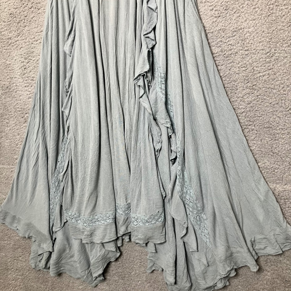 Free People Midi Dress Women Sz L Lace Off Shoulder Ruffles Ren Faire Ethereal - Picture 10 of 12